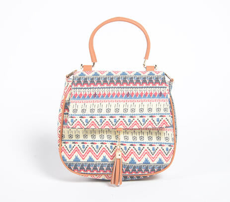 Boho Printed Handbag with Tassel