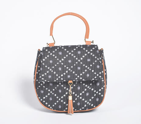 Bandhani Printed Handbag with Tassel