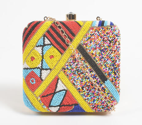 Constructivism Glass Beads Ornate Clutch Bag