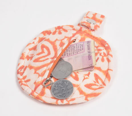 Printed Orange Mini Pouch Bag – Handmade Mini Coin Pouch