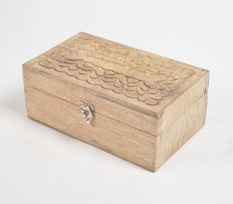 Hand Carved Classic Wooden Keepsake Box