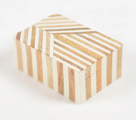 Neutral Striped MDF &amp; Resin Jewelry Box