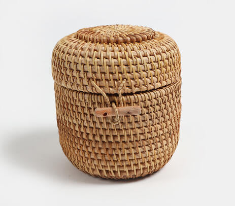 Handwoven Cane Earthy Jewelry Storage Box