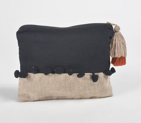 Monotone Embroidered Cotton Travel Pouch