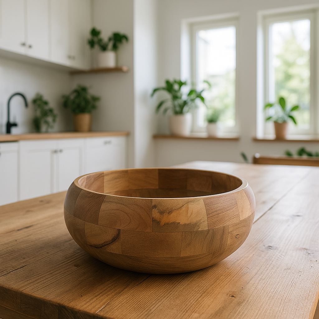 Hand Turned Wooden Salad Bowl – Minimalist