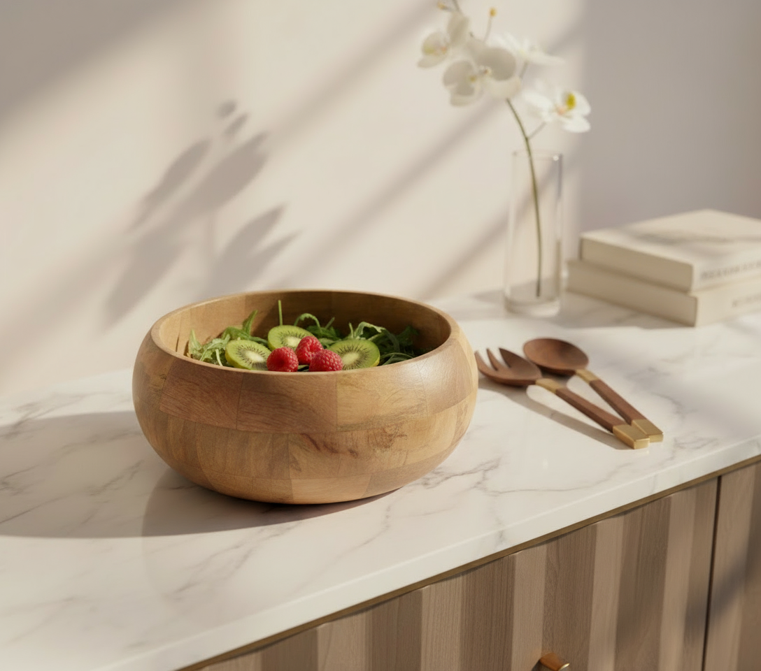 Hand Turned Wooden Salad Bowl – Minimalist