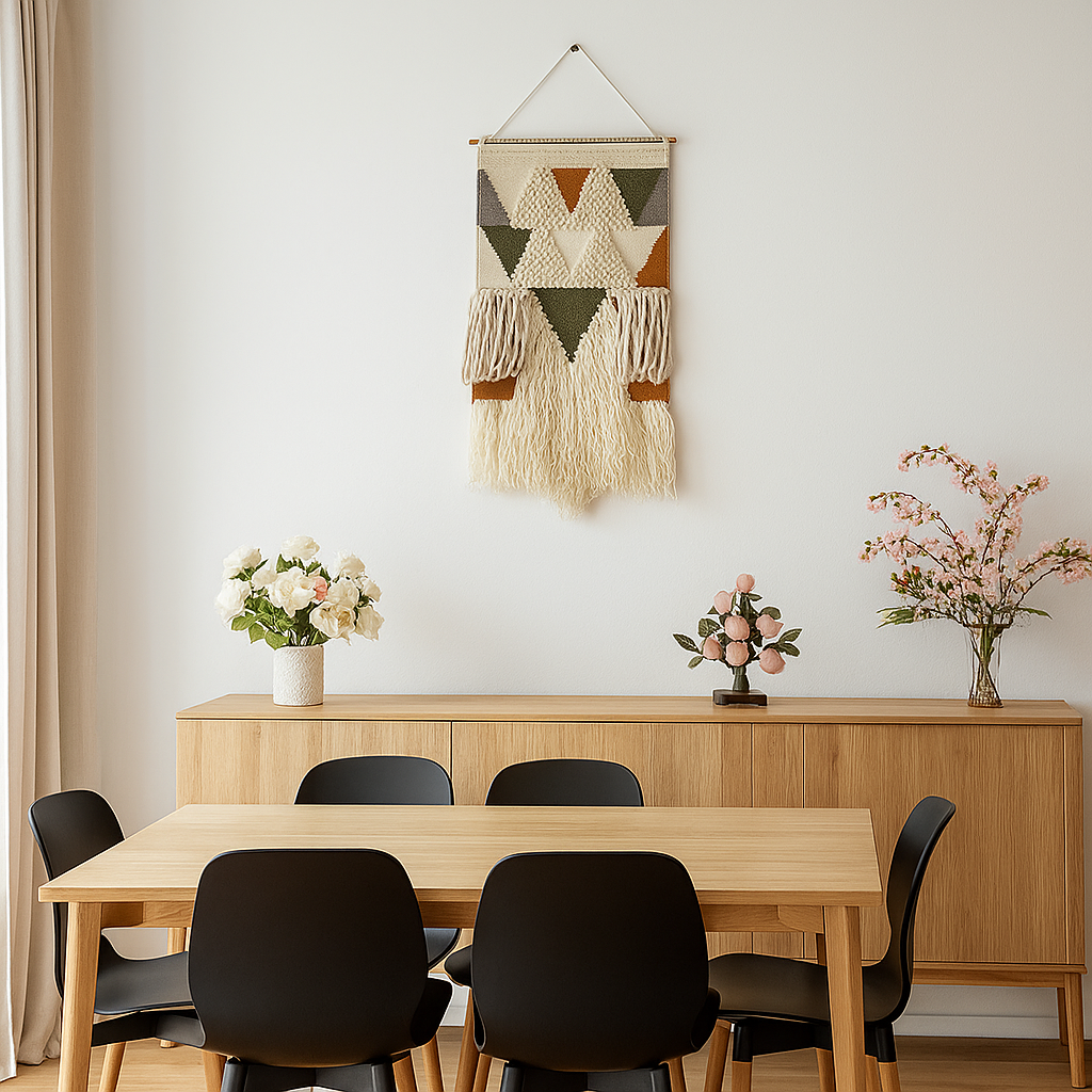 Gleemium - Handwoven Fringe Wall Hanging – Tufted Geometric