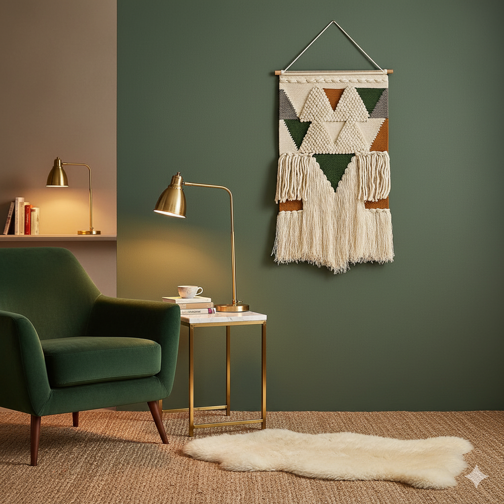 Handwoven Fringe Wall Hanging – Tufted Geometric