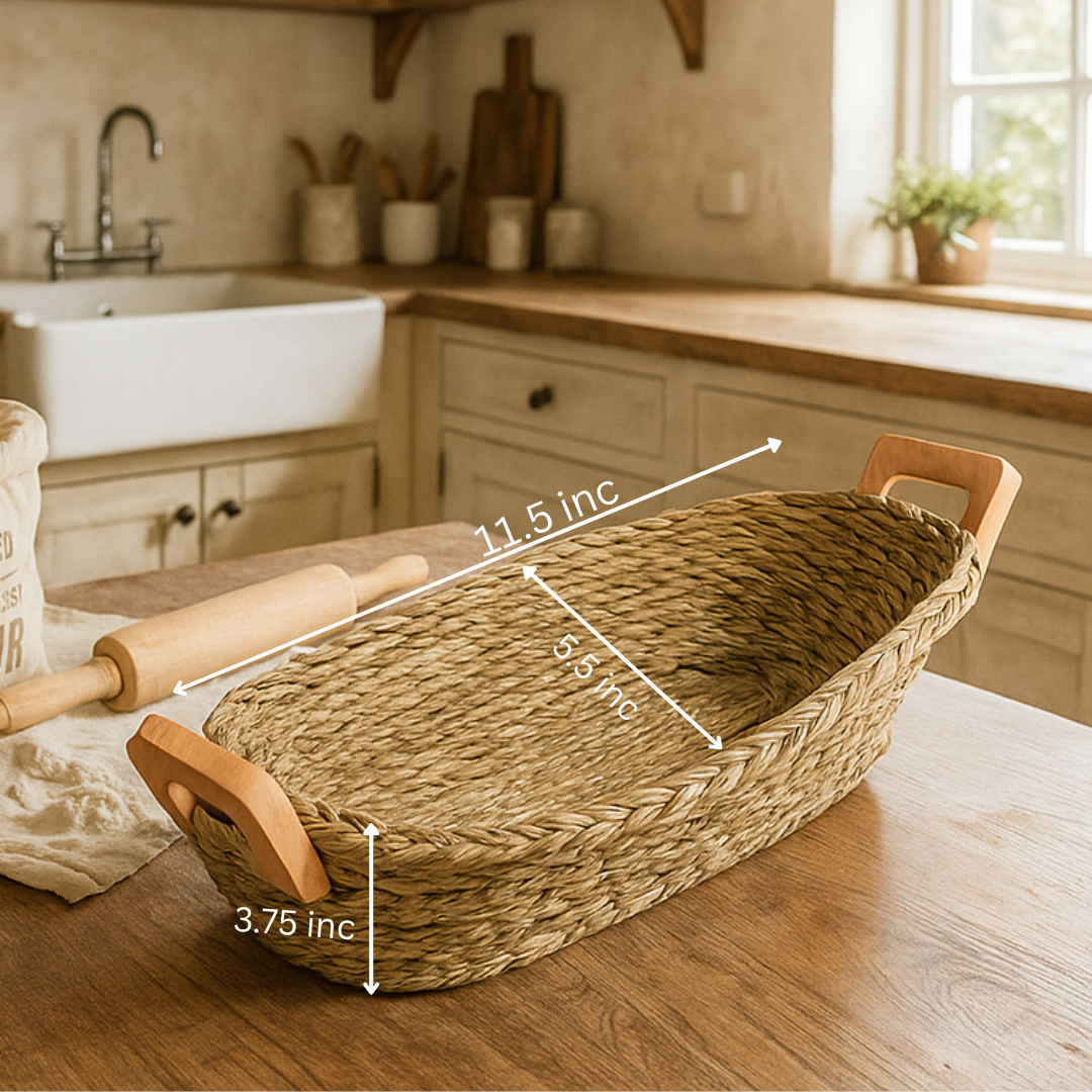 Handwoven Sabai Grass Bread Basket Measurement Image
