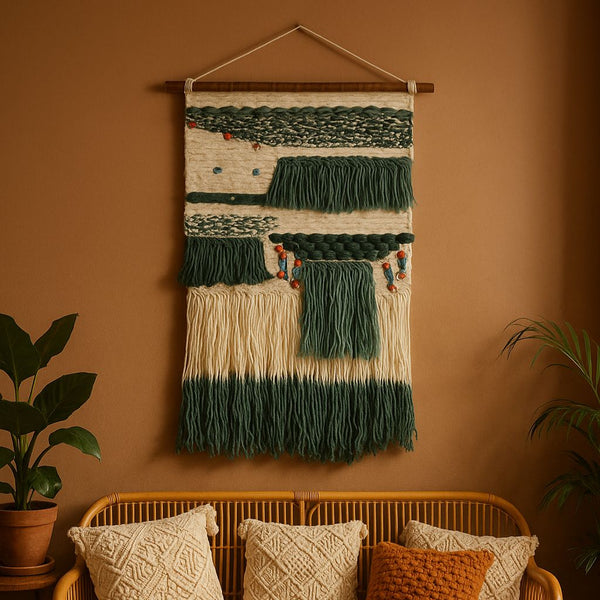Tufted Ombre Wall Hanging | Handwoven Boho Fringe Decor