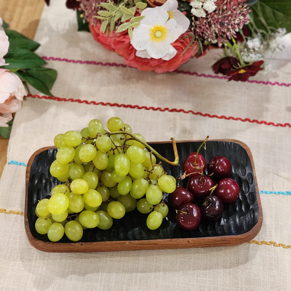 Enamelled Acacia Tray | Hand Cut Wooden Serving Tray