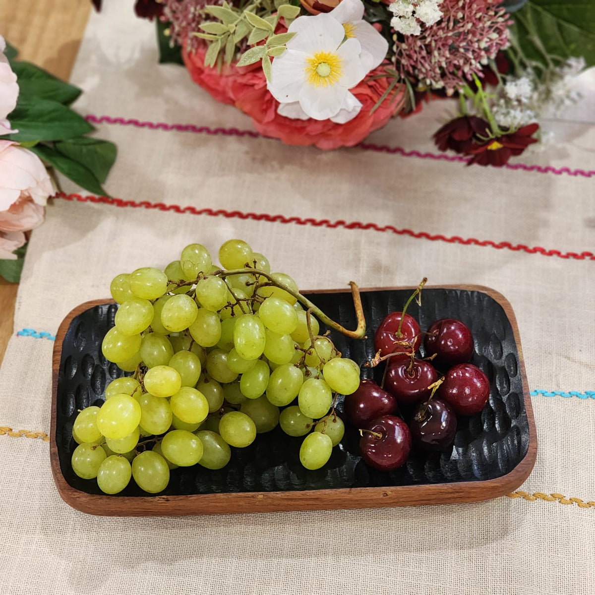 Handcut Acacia Wood Serving Tray – Enamelled