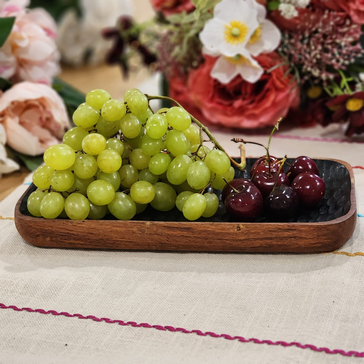 Handcut Acacia Wood Serving Tray – Enamelled