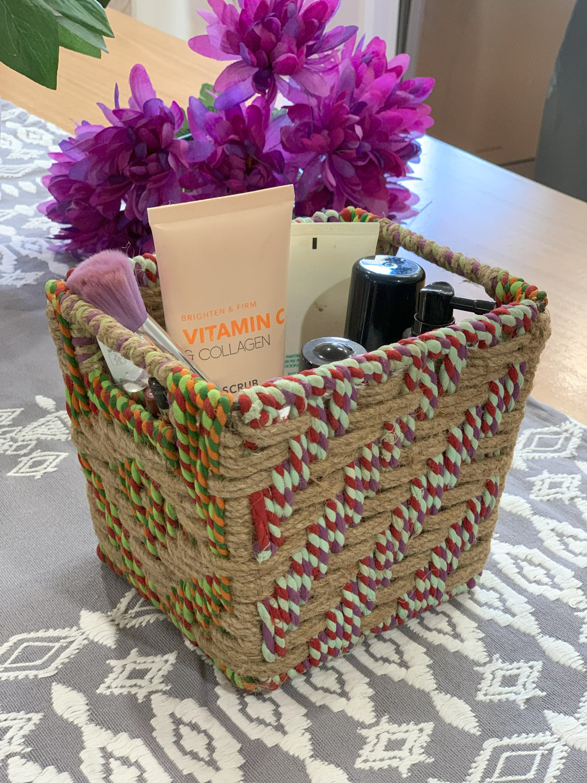 Boho Handwoven Twill Patterned Storage Basket