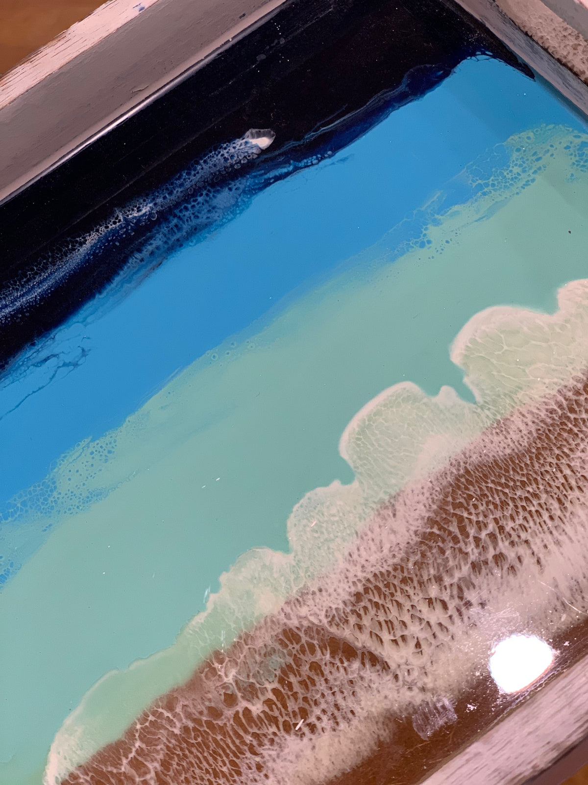 Hand Carved Mango Wood Tray – Abstract Enameled