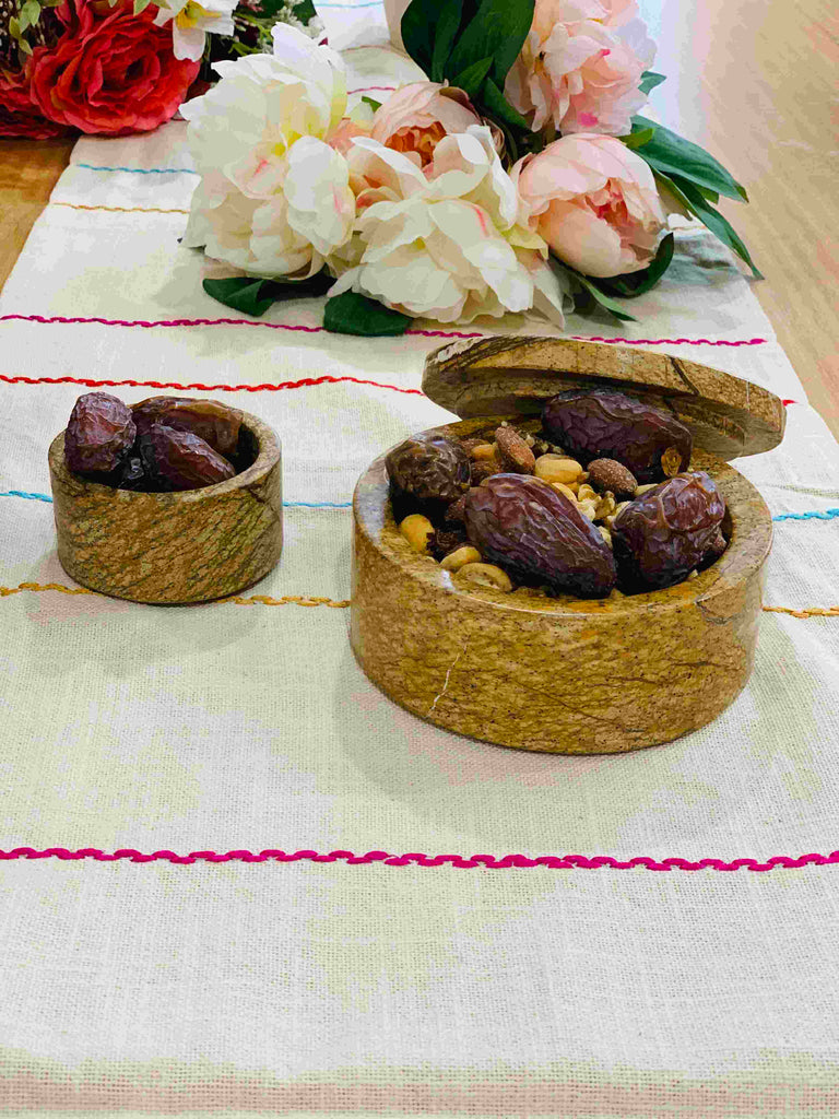 Earthy Marble Snack Bowls – Hand-Carved Set of 2