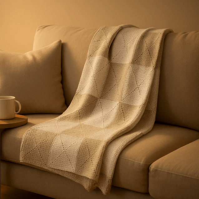 Soft Cotton Crochet Throw – Handmade Chess Squares