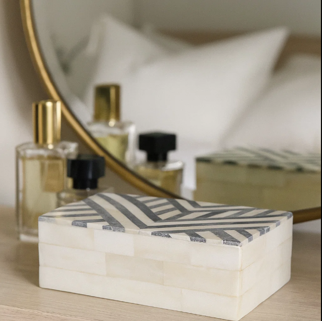 Art Deco Natural Bone &amp; MDF – Trinket Box