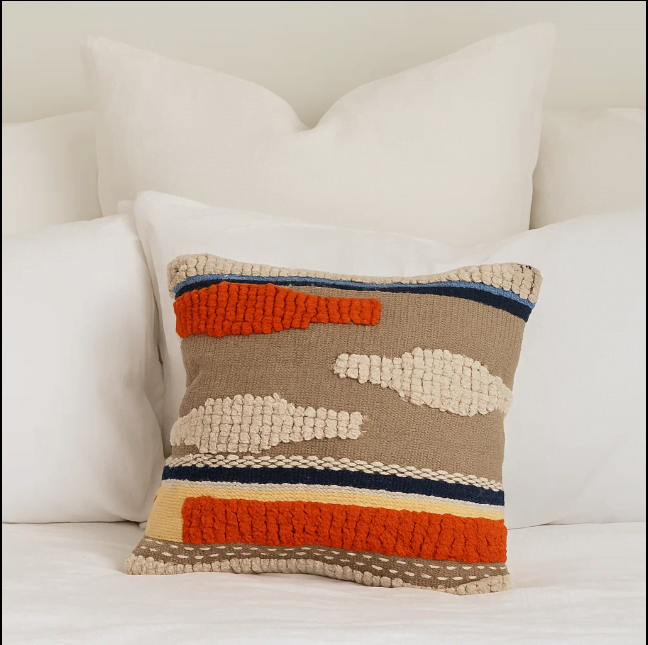 Woven Cotton Cushion Cover with Tufts