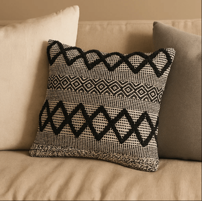 Diamond Monochrome Cushion Cover – Soft Cotton