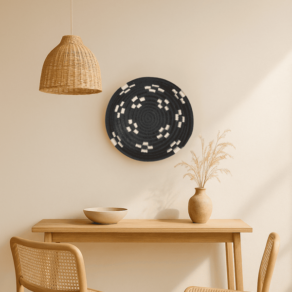 Black Sabai Grass Wall Plate | Handwoven Tribal Boho Decor