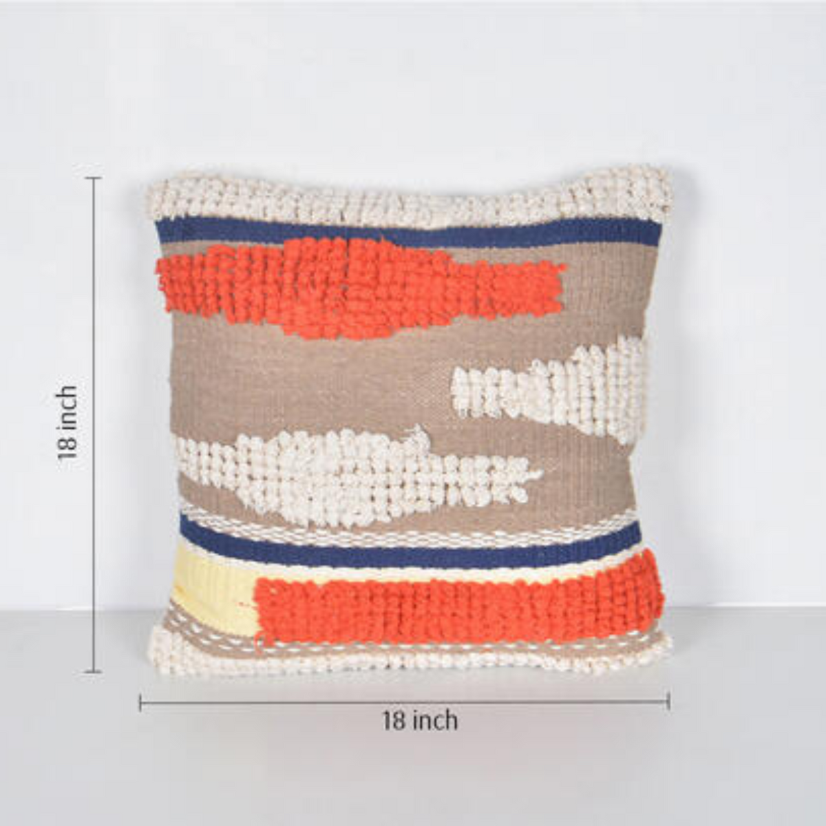 Woven Cotton Cushion Cover with Tufts