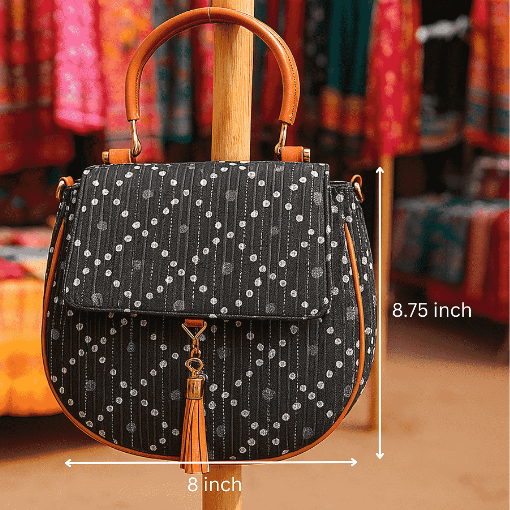 Bandhani Printed Handbag with Tassel