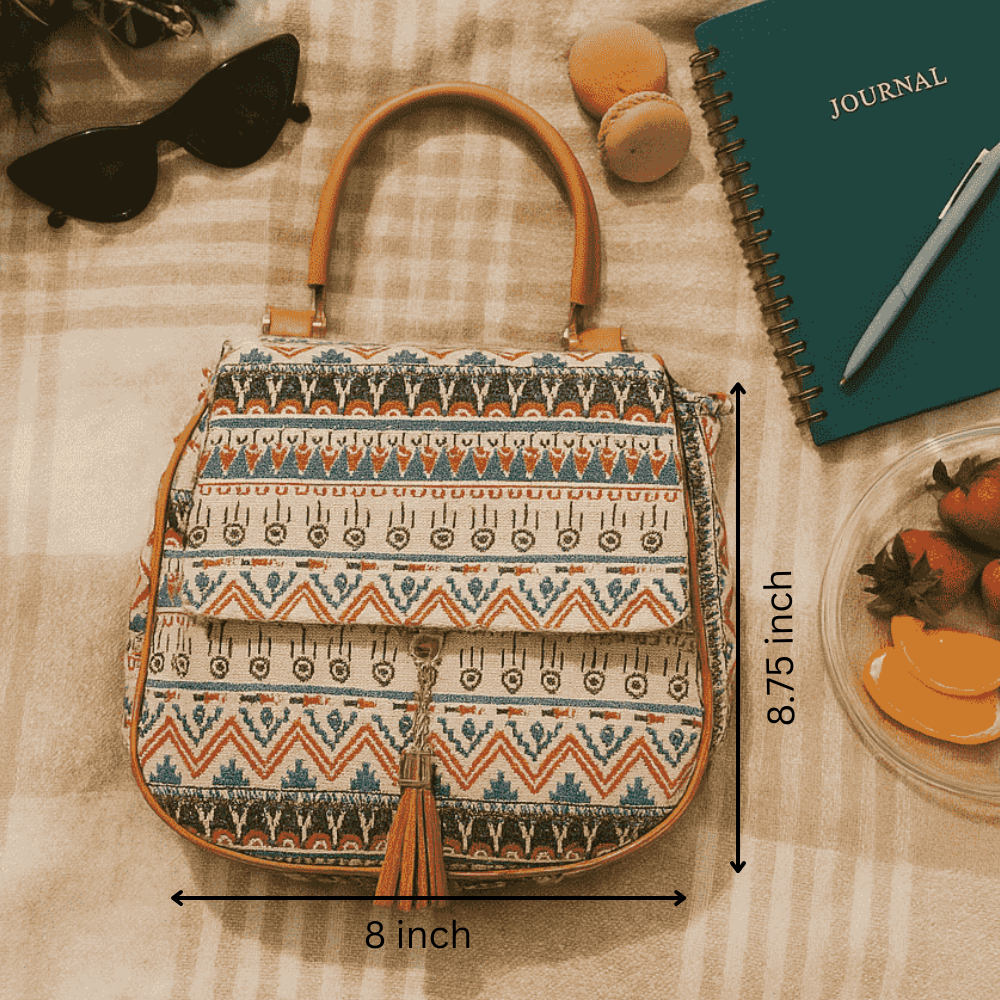 Boho Printed Handbag – Artisan Cotton Sling