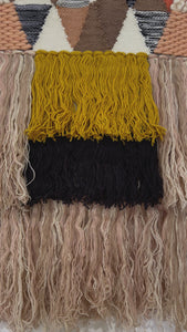 Art Deco Wool Wall Hanging – Layered Fringe Boho Decor