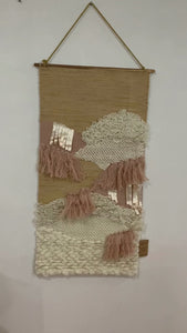 Tufted Wool Fringe Wall Hanging – Pastel Boho Wall Decor