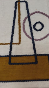 Abstract Woolen Wall Hanging with Tassels – Handwoven