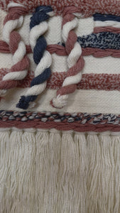 Handwoven Dusty Pink & Cadet Blue Woolen Wall Hanging